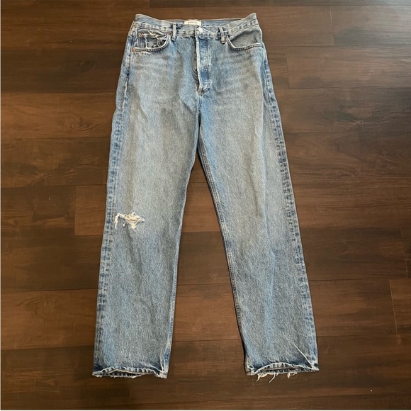 AGOLDE 90s Pinch Waist Denim Jeans in Abstract Blue 30 - Picture 3 of 9